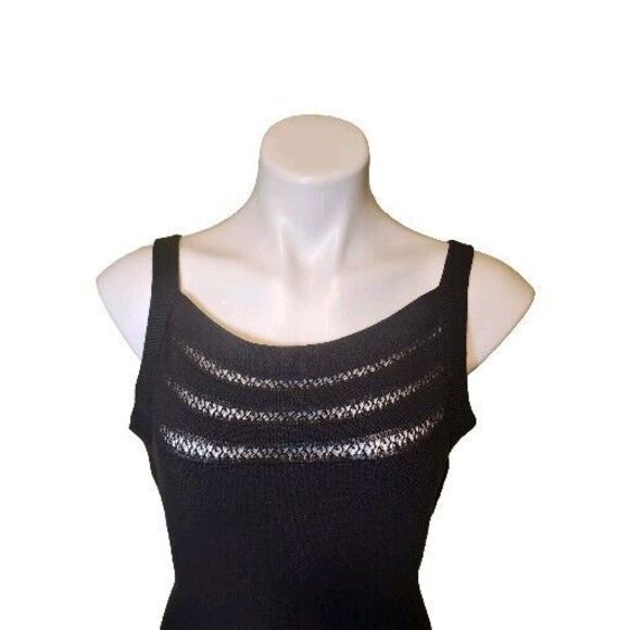 Kate Spade Black‎ Sleeveless Open Cable Sweater Dress In Full Bloom Medium NWT - Picture 2 of 10